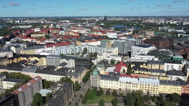 Aerial Drone View of Helsinki, Finland