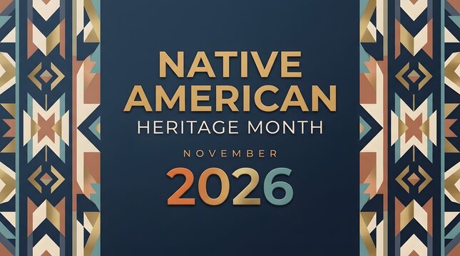 Native american heritage month 2026 celebration banner with traditional tribal patterns
