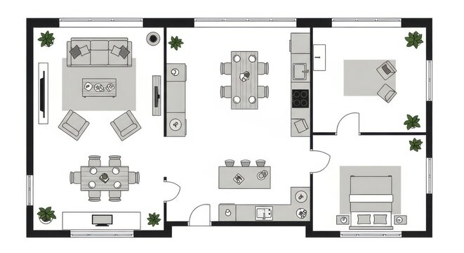 Modern Apartment Floor Plan Layout Top View Interior Design Blueprint