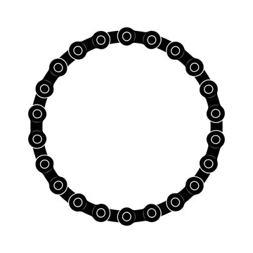 Circular Bicycle Chain Frame with Black Chain Links, Round Mechanical Border and Industrial Bike Gear Ring Design