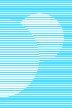 Abstract Organic Wave with Curved Cyan and White Horizontal Lines, Modern Optical Illusion Poster, Fluid Minimalist Geometric Art and Contemporary Background