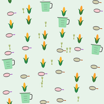 Corn and Kitchen Utensils Pattern