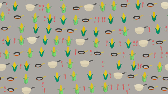 Corn and Kitchen Utensils Pattern