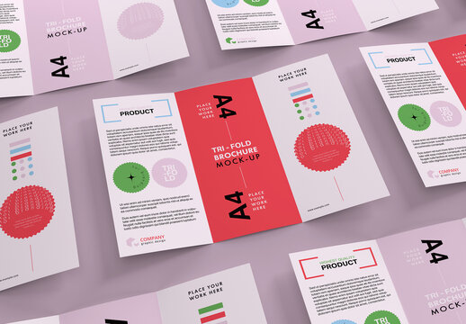 A4 Tri-Fold Brochure Mockup Presentation Set