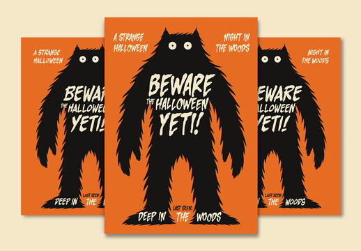 Halloween Yeti Wilderness Poster Layout