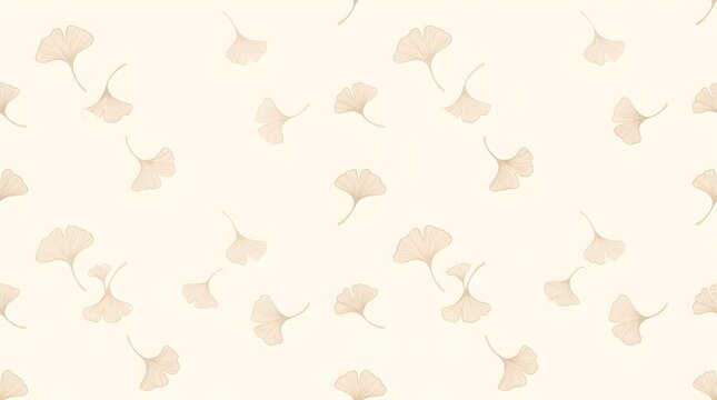 Minimalist Ginkgo Biloba Leaves Seamless Pattern Background