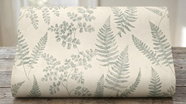 Natural Botanical Fern Leaves Printed Fabric Textile Roll