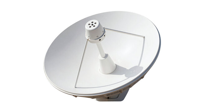 A satellite dish antenna isolated on a transparent background