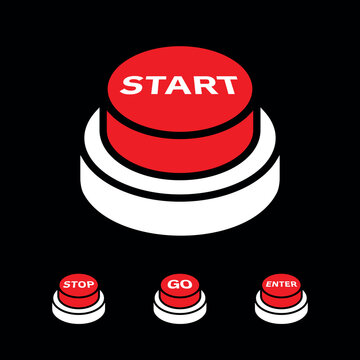 An icon depicting a red button for triggering or aborting a catastrophe. A symbol of absolute threat, a last resort, or a radical decision. A symbol of initiation, launch, or startup. 