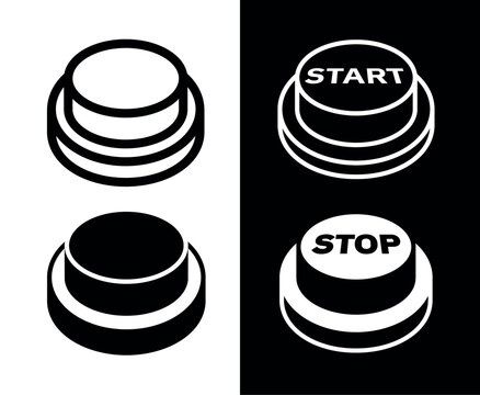An icon depicting a button for triggering or aborting a catastrophe. A symbol of absolute threat, a last resort, or a radical decision. A symbol of initiation, launch, or startup. 