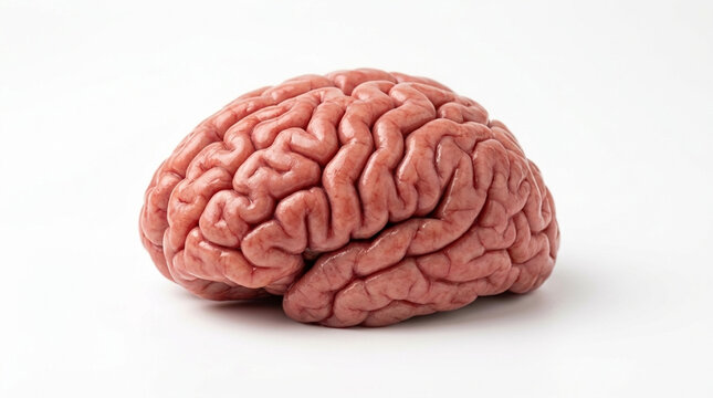 Detailed Human Brain Anatomy Model Isolated on White Background Neuroscience Concept
