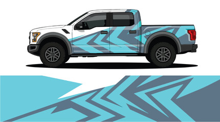 Fototapeta premium Car Wrap Design with Geometric Camouflage Decal in Blue and Gray