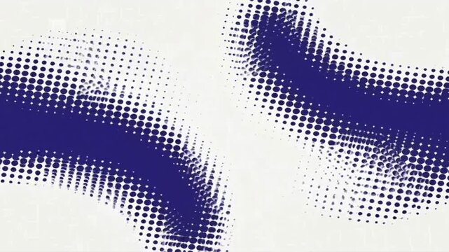 Blue halftone dots pattern moving across white background in creative vector animation footage showcasing modern minimalist graphic design trends for digital projects and corporate presentations