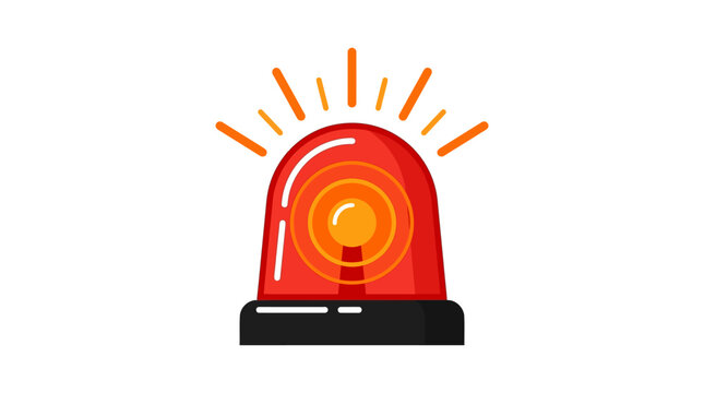 Emergency Red Siren Icon Flat Vector Illustration of Flashing Police Light on White Background ideal for safety warnings, security alerts, and emergency service designs.