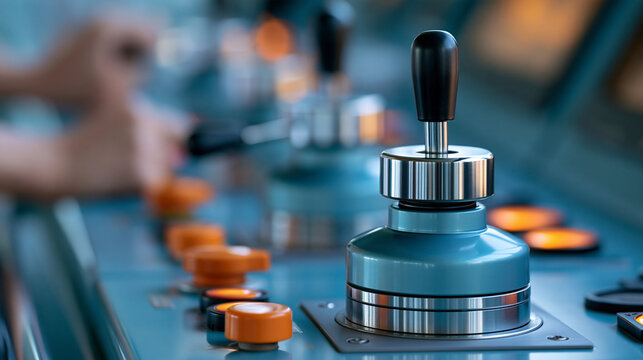 Close-up of a ship engine control station designed for manual operation, marine engineering, vessel maintenance, industrial control systems, emergency manual override, maritime