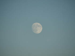 Detailed full moon in the clear blue evening sky © Iryna Diadechko