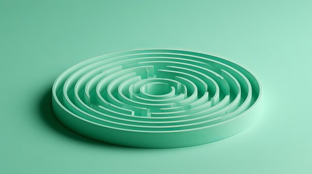 Abstract maze structure rests on teal surface, representing complex paths and intricate decisions for business concepts