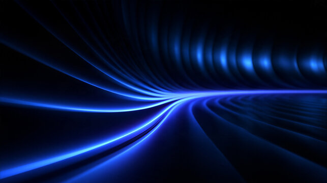Futuristic Blue Glowing Light Trails Technology Background
