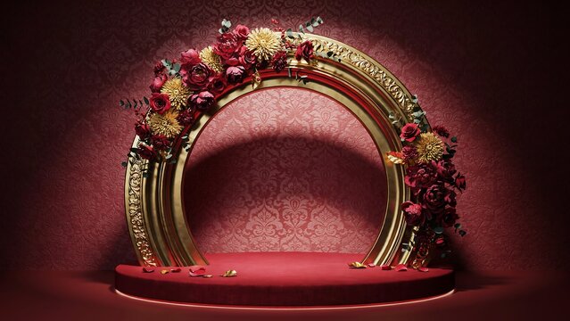 Elegant floral archway with soft lighting for weddings and special events