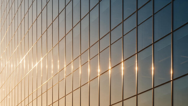 Sunlight Reflecting on Modern Glass Skyscraper Facade