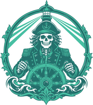 Skeleton Captain Lighthouse illustration