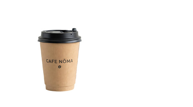 Paper cup with black plastic lid and coffee sleeve disposable cup takeaway cof