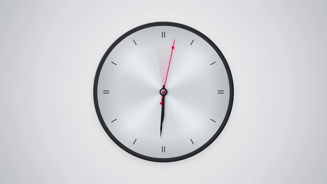Minimal Analog Clock with Moving Hands Representing Time Passing