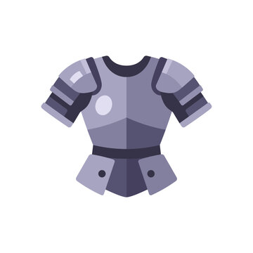 Medieval armor icon with breastplate and pauldrons, flat illustration