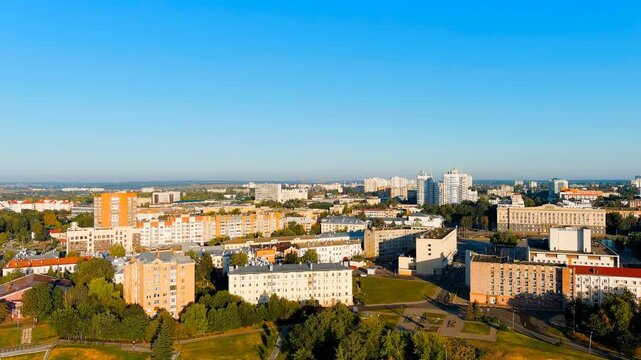 Oryol, Russia. Government of the Oryol region. Lenin Square. History center. View of the city from the air. Drone footage