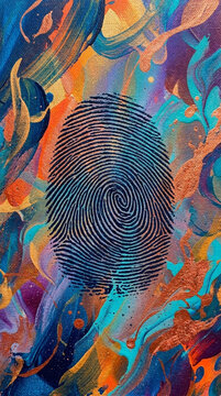 Abstract Colorful Paint Splatter Fingerprint Background Unique Identity Concept