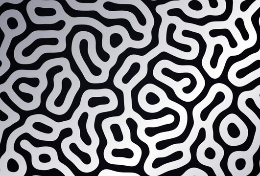 Organic coral texture, reaction diffusion in white and silver on black background, abstract digital art
