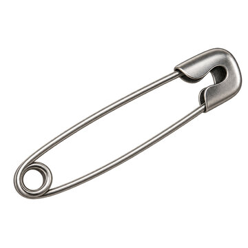 Closed Metal Safety Pin Isolated on Transparent Background