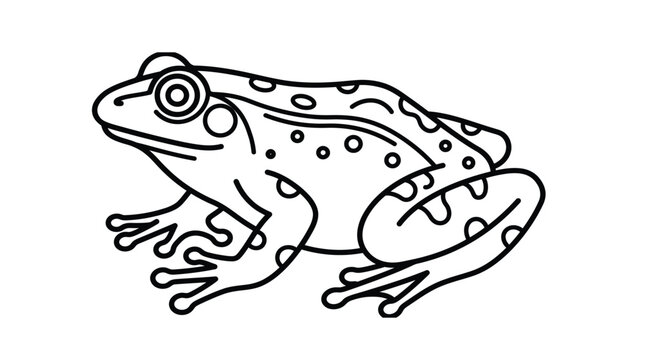 Spotted frog outline drawing featuring bold black lines on clean white digital art style