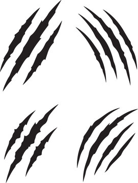 Black claw scratch marks vector graphic illustration set on white