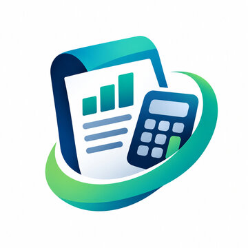 Accounting Finance Logo with Geometric Ledger and Financial Balance Symbol