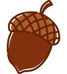 Cute Hand Drawn Brown Acorn Vector Illustration Minimalist Autumn Oak Nut Clipart for Thanksgiving Decor © Ayesha