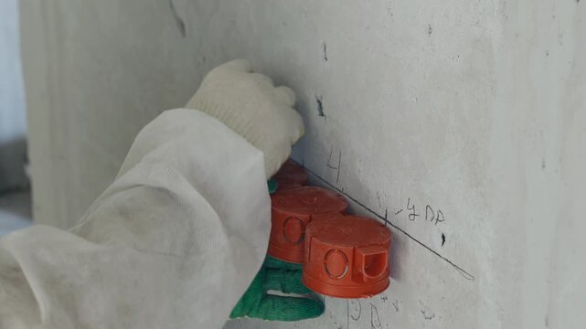 Marking out walls for electrical sockets and back boxes in an apartment