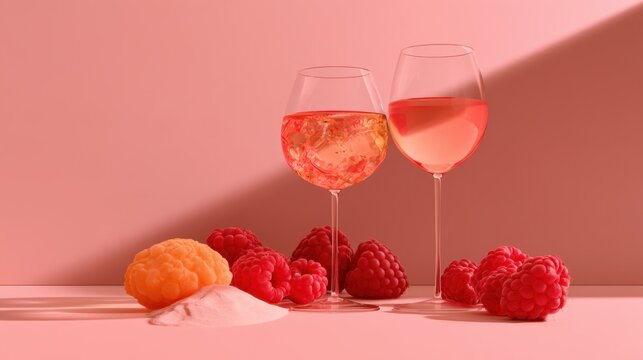 Premium collagen drink in elegant glass with fresh berries in bright wellness setting