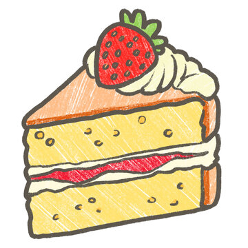 Cute strawberry cake slice bakery dessert pastry food hand drawn illustration isolated