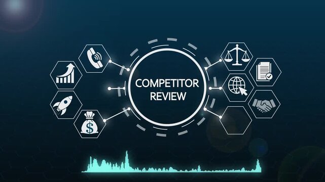 Competitor review digital infographic hud with business icons and data analysis animation business strategy