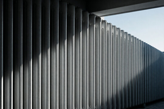 Industrial metal radiator fins abstract architectural pattern