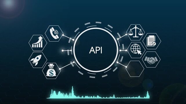 Api integration technology concept with digital hud interface and business icons application programming interface