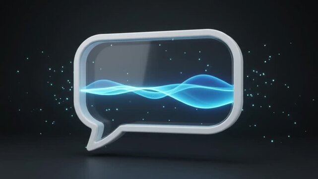 Modern speech bubble with glowing blue sound waves