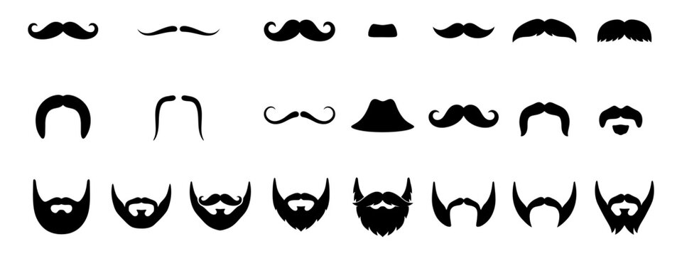 Set of various mustache and beard styles