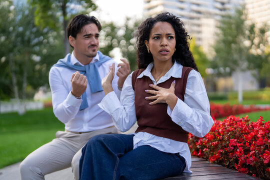 Young woman feeling chest pain during argument