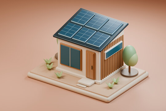 Solar powered tiny house with rooftop panels