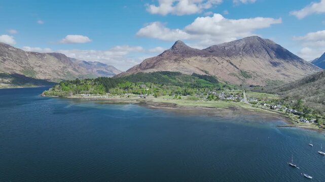 Loch Leven from a drone, Glencoe, Highland, Scotland, United Kingdom