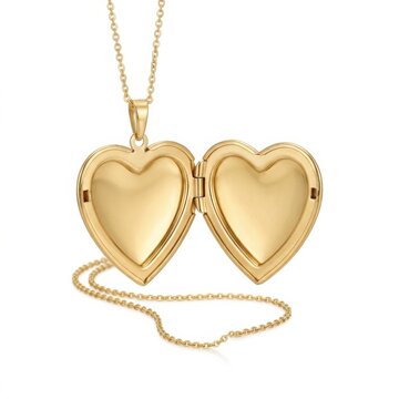 Open gold heart locket necklace for romantic love concept with valentines day