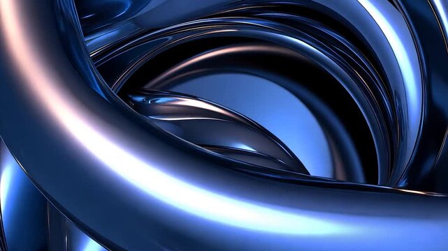 Shiny metallic tubes twisting, abstract 3D render, tech background usage
