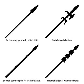 Collection of Traditional Indonesian Warrior Weapons Silhouettes